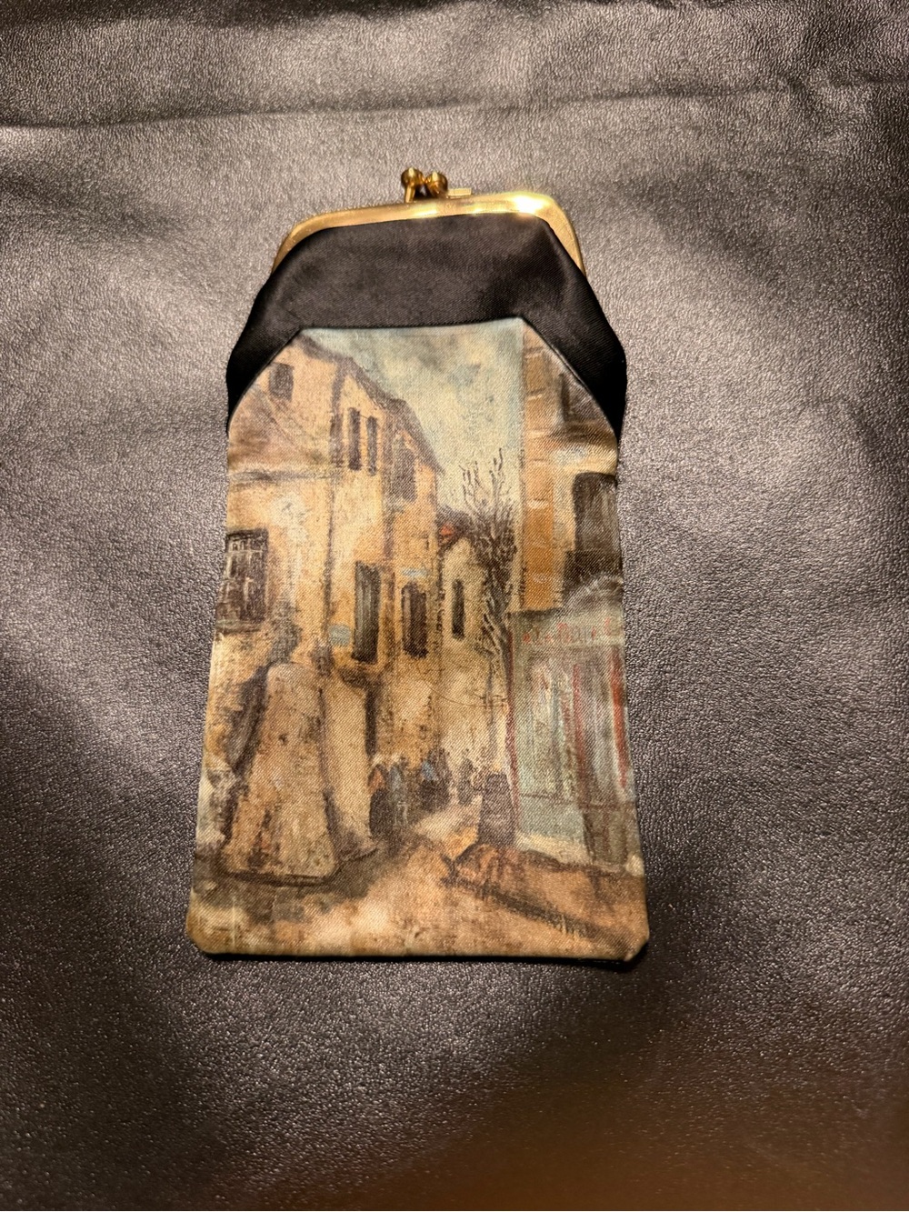 Vintage Saks Fifth Avenue Italy Kiss Lock Eyeglass Case Scenic Print